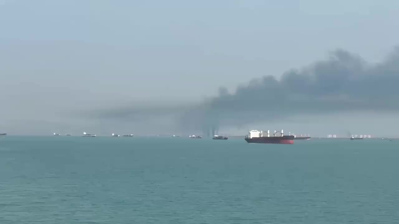 Iranian port of Bandar Abbas on fire in Iran...